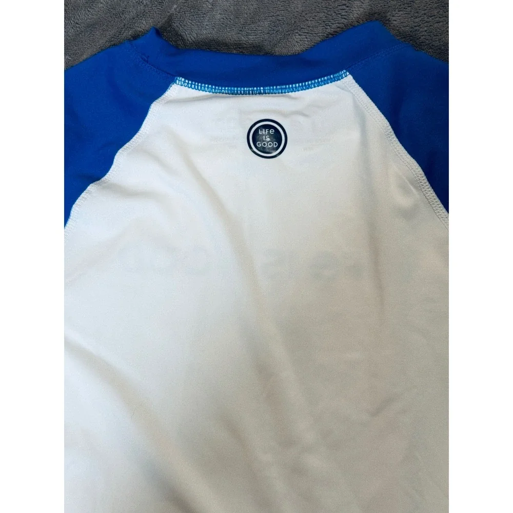 Life is Good Size 10 White‎ Blue Long Sleeve Rash Guard Kid Boys Swim Cruise